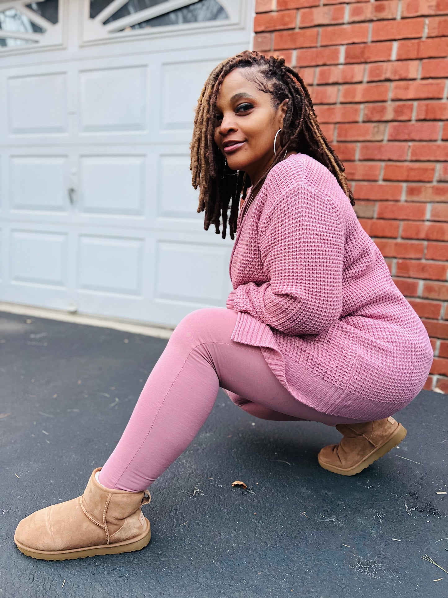 Women's Pink Cotton Blend Leggings